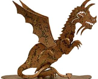 Unique Metal Rust-Design Dragon Sculpture