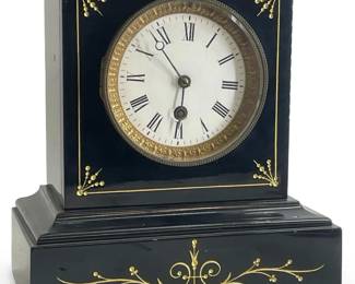 Vintage Faux Slate Iron Victorian Mantle Clock