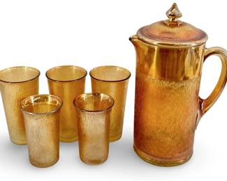 6pc Imperial Marigold Tree Bark Cups and Pitcher