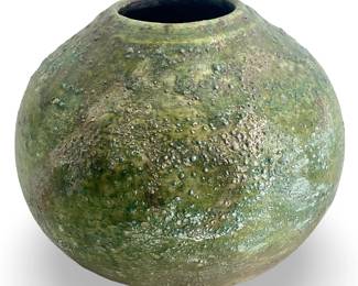 1993 Signed Glazed Ceramic Raku Pottery Vase