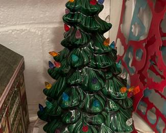 Vintage Small Lighted Ceramic Holiday Tree