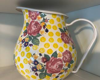 MacKenzie Childs Buttercup Enamel 3 Qt Pitcher