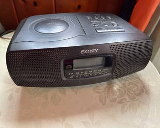 Sony ICF-CD820 AM/FM stereo dual alarm clock radio with a top-loading CD player