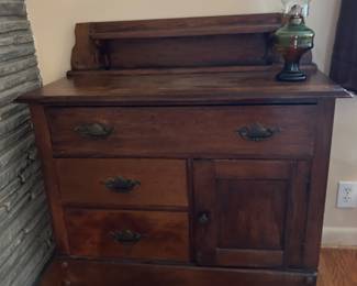 Antique Oak Washstand With Backsplash