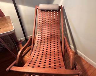 Folding Eucalyptus Swing Outdoor Lounge Chair with Head Pillow