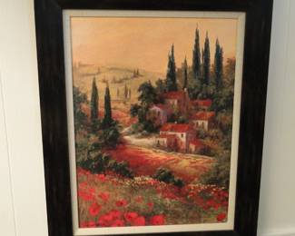 The rolling sea of red flowers, and red roofs