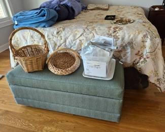 Upholstered storage bench and King bed