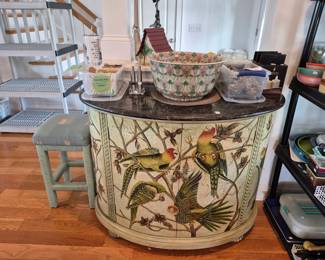 Designer Painted Demilune Chest
