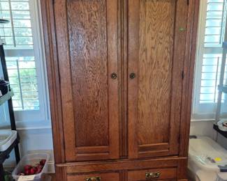 Victorian oak armoire $395  breaks down to move