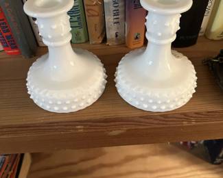 Fenton Hobnail candle holders