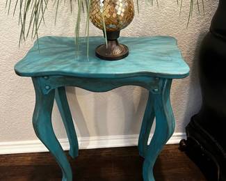 Teal Queen Anne Accent Table