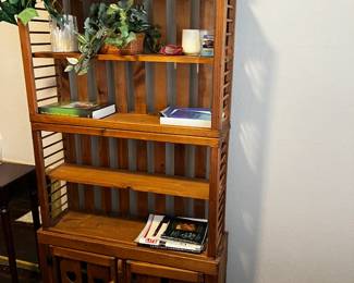 Wooden tall display shelf