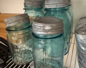 Ball blue glass jars