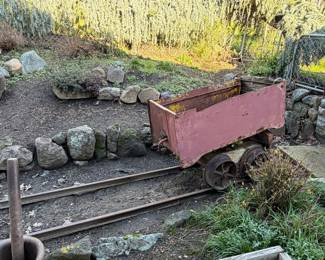 Authentic narrow gauge mining ore cart & rails