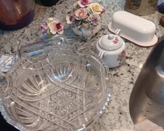 crystal pressed glass bone china figures