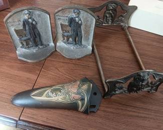 Abraham Lincoln and owl bookends Roseville Pottery wall pocket