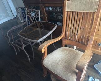 Oak Rocking Chair, unusal design small outdoor table and two chairs for porch