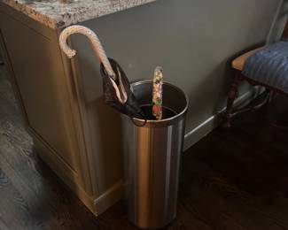 Umbrella stand, umbrellas