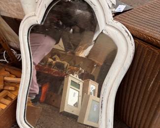 antique french painted white mirror
