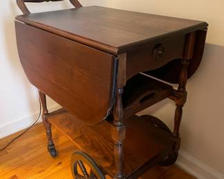 Wooden Rolling Tea Cart