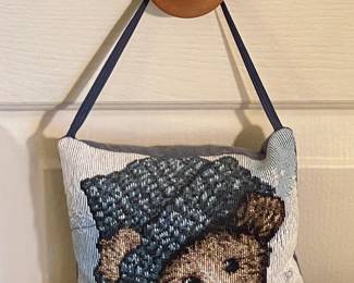 Hanging Needlepoint Bear Pillow Decor