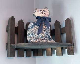 Decorative Corner Shelf W/ Cat Doll