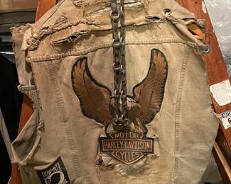 Distressed Harley Davidson Embroidered Vest