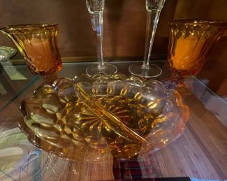Vintage Amber Colored Glassware