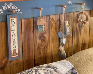Wooden Wall Shelf W/ Country Decor