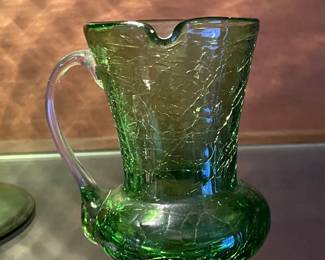 Vintage Green Pilgrim Glass Pitcher