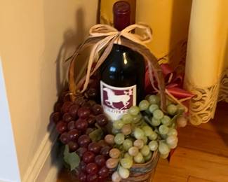 Wine Bottle & Grapes Basket Display