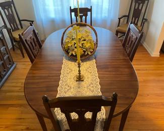 Wooden Dining Room Table Set W/ 6 Chairs
