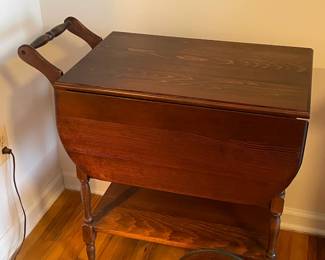 Wooden Rolling Tea Cart