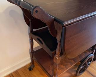 Wooden Rolling Tea Cart