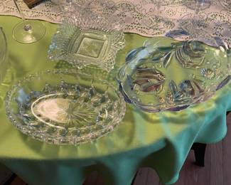 Assorted Crystal & Pressed Glass Items