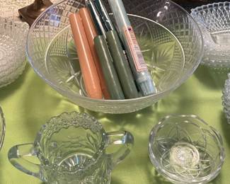 Assorted Crystal & Pressed Glass Items