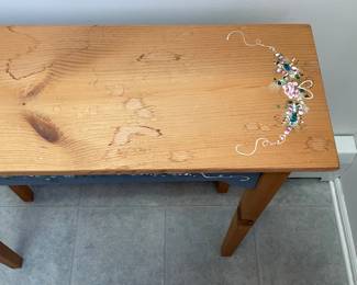 Hand Painted Entryway Table W/ Matching Hand Painted Mirror