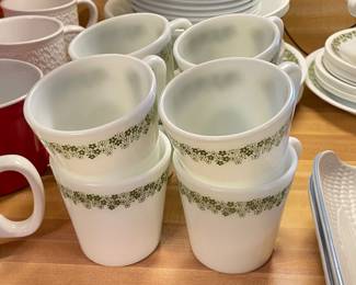 Pyrex Milk Glass Handled Mugs
