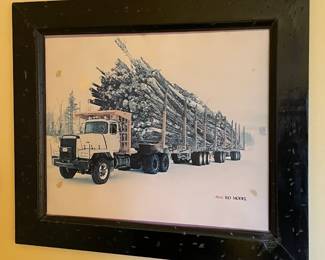 Framed Mack Truck Art
