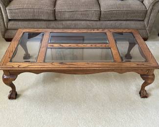 Wooden Coffee Table W/ Glass Top Inserts