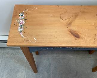 Hand Painted Entryway Table W/ Matching Hand Painted Mirror