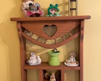 Wooden Wall Shelf W/ Cat Decor