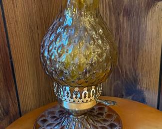 Vintage Electrified Amber Glass Lamp