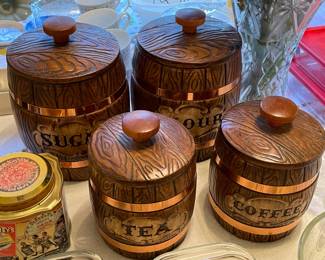 Vintage Barrel Cannister Set