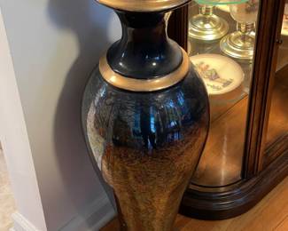 Oversized Blue & Gold Floor Vase