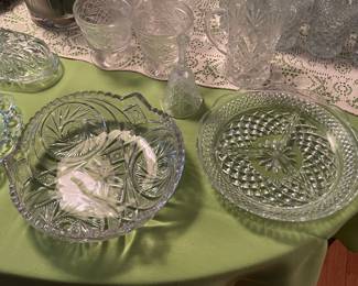 Assorted Crystal & Pressed Glass Items