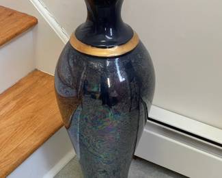 Oversized Blue & Gold Floor Vase