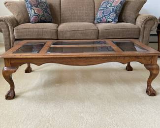 Wooden Coffee Table W/ Glass Top Inserts