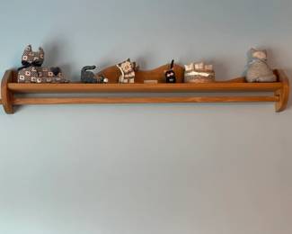 Decorative Wooden Shelf W/ Cat Decor