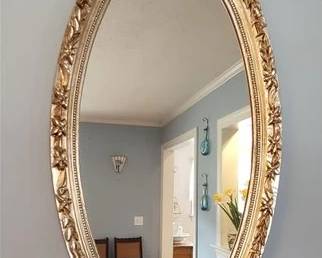 Large vintage oval mirror